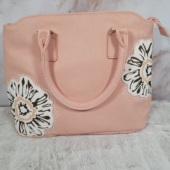Pink Floral Handbag Tote & Wristlet Wallet Bundle Spring Summer Garden - Picture 3 of 12